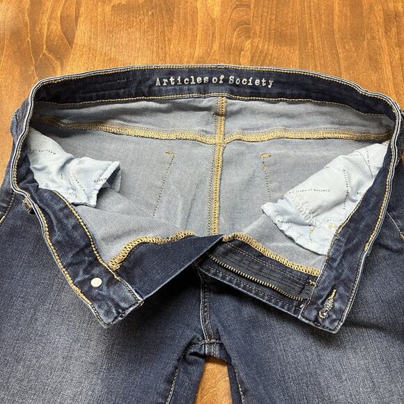 Articles of Society Jeans Womens 31 Dark Wash Blue Denim Raw Hem Stretch Skinny - Picture 5 of 16